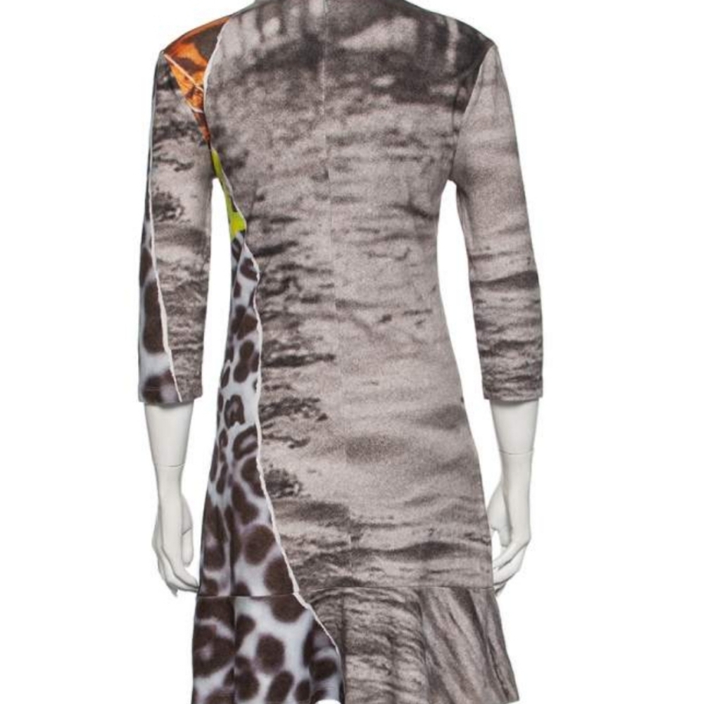 Alexander Mcqueen Multicolor Graphic Long Sleeve Dress - Picture 2 of 4